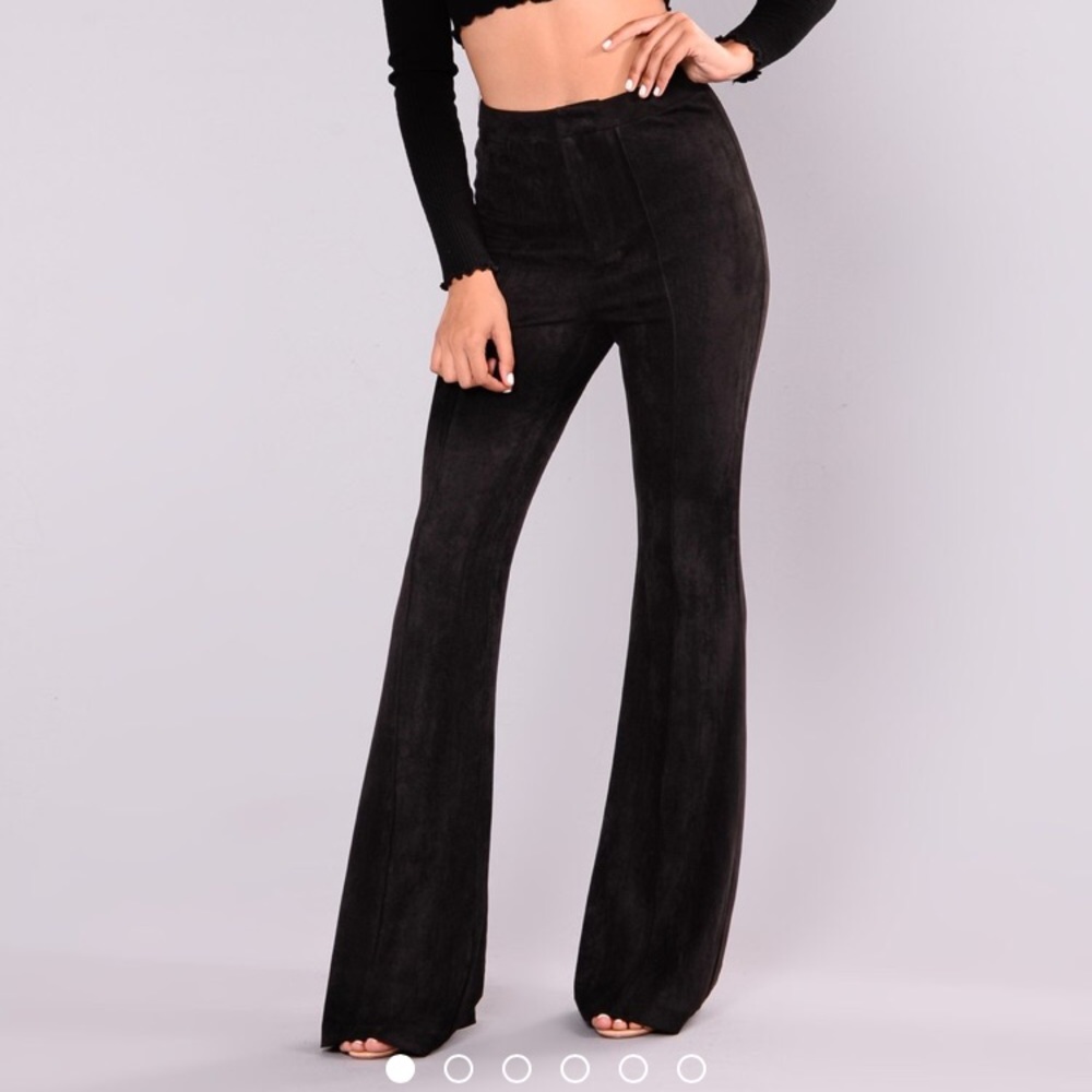❌SOLD❌ Black faux suede flare pants